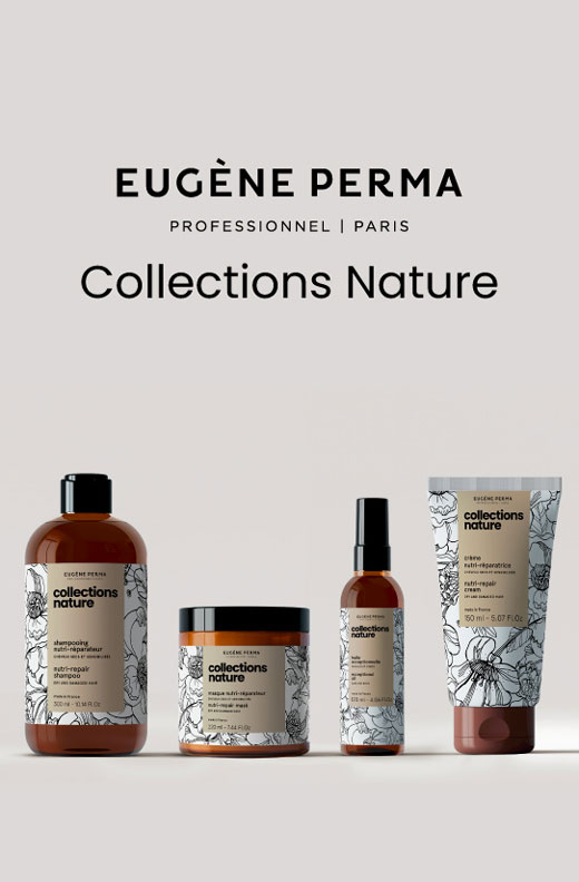 Découvrez les nouvelles collections de soins capillaires Eugène Perma : formules professionnelles, concentrées en ingrédients naturels et fabriquées en France !